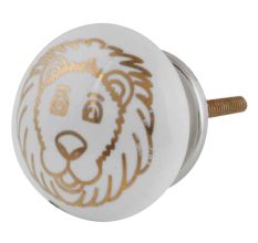 Golden Lion Pattern Ceramic Cabinet Knobs